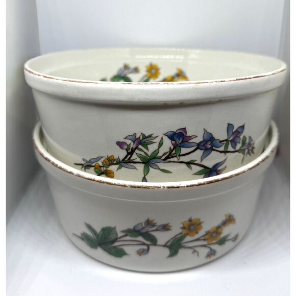 2 Vintage Woodwill Fine Floral Bakeware Bowls - Picture 3 of 14